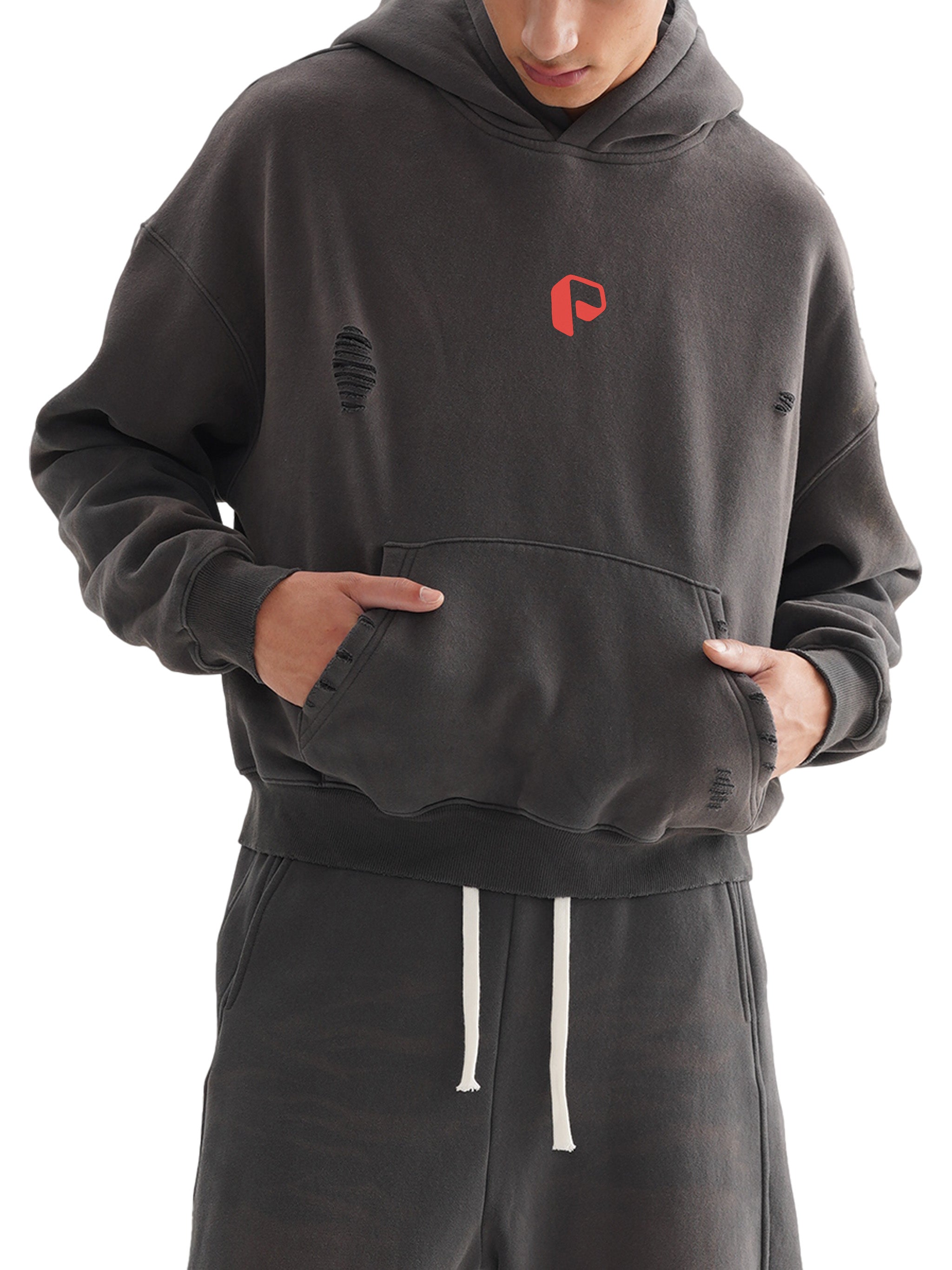 Frayed Sunfade Boxy Fleece Hoodie - PIXEL WEAR
