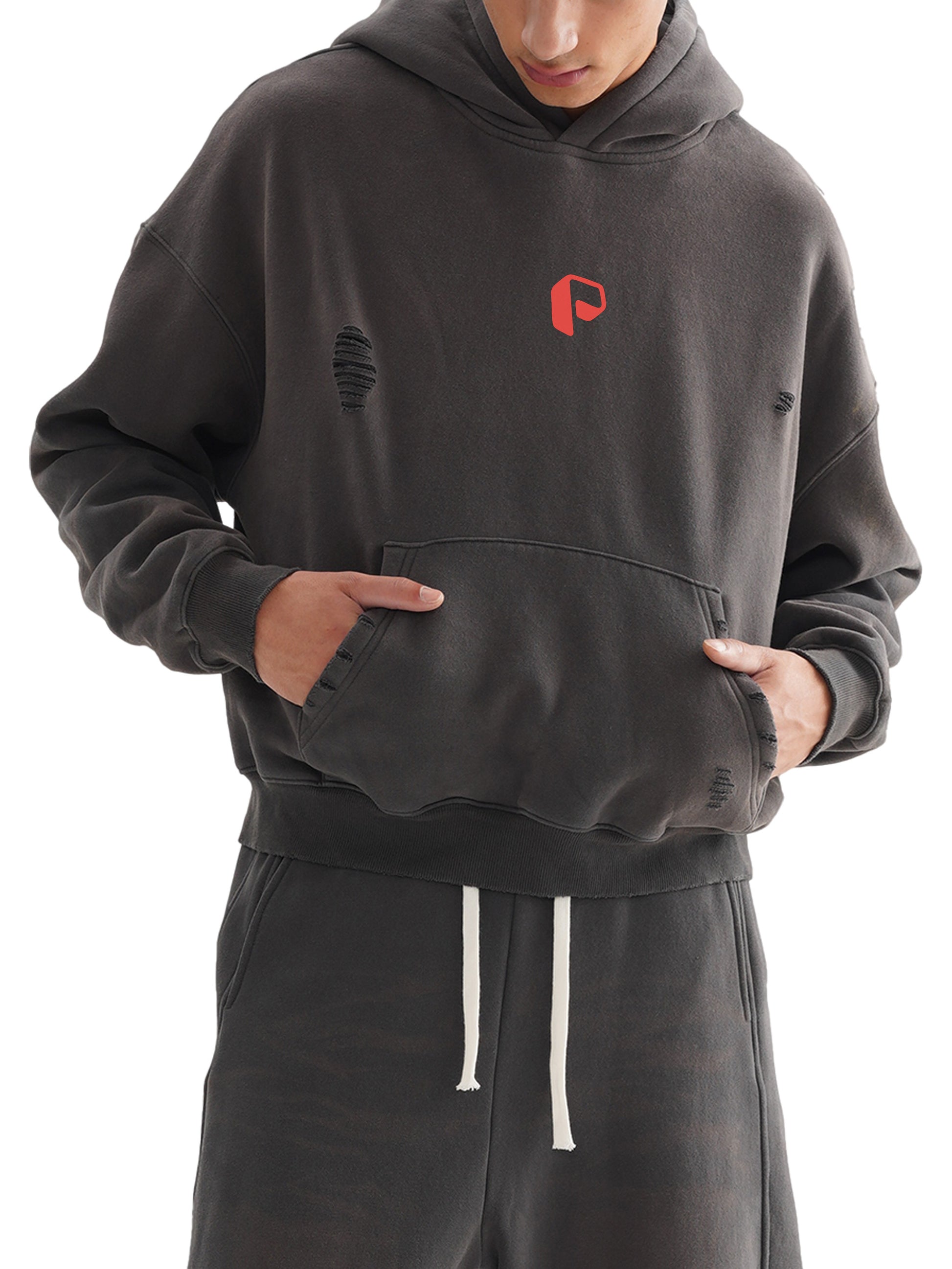 Frayed Sunfade Boxy Fleece Hoodie - PIXEL WEAR