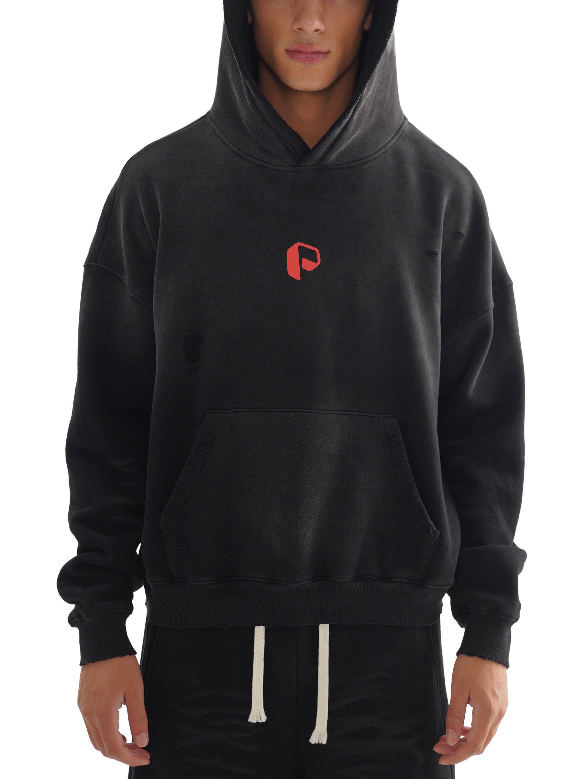 Frayed Sunfade Boxy Fleece Hoodie - PIXEL WEAR