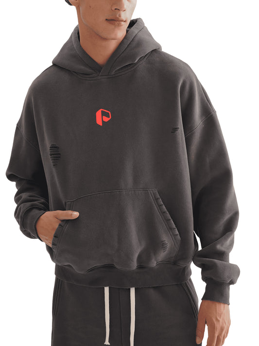 Frayed Sunfade Boxy Fleece Hoodie - PIXEL WEAR
