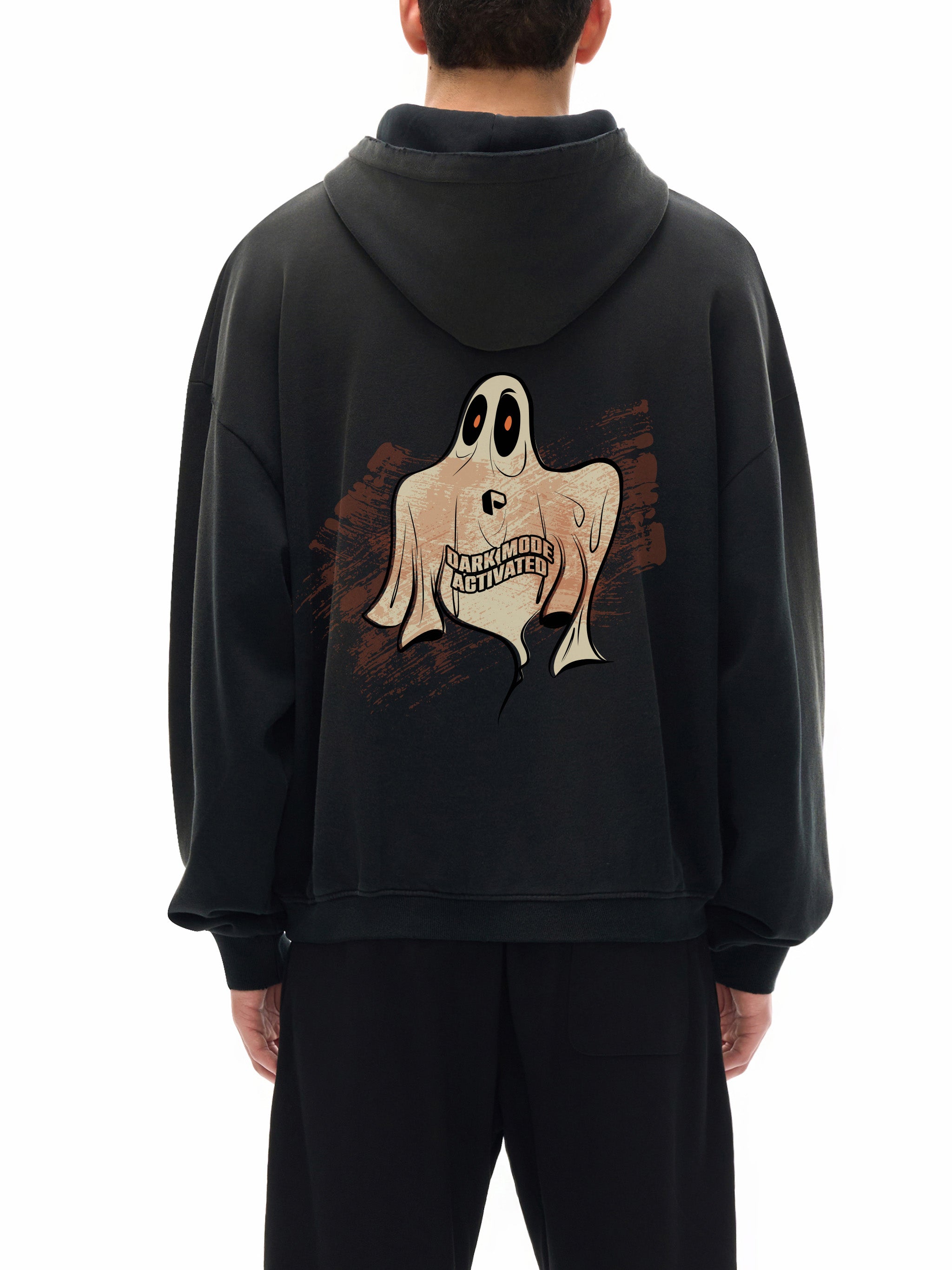 Scary Ghost Unisex Sunfade Boxy Hoodie - PIXEL WEAR