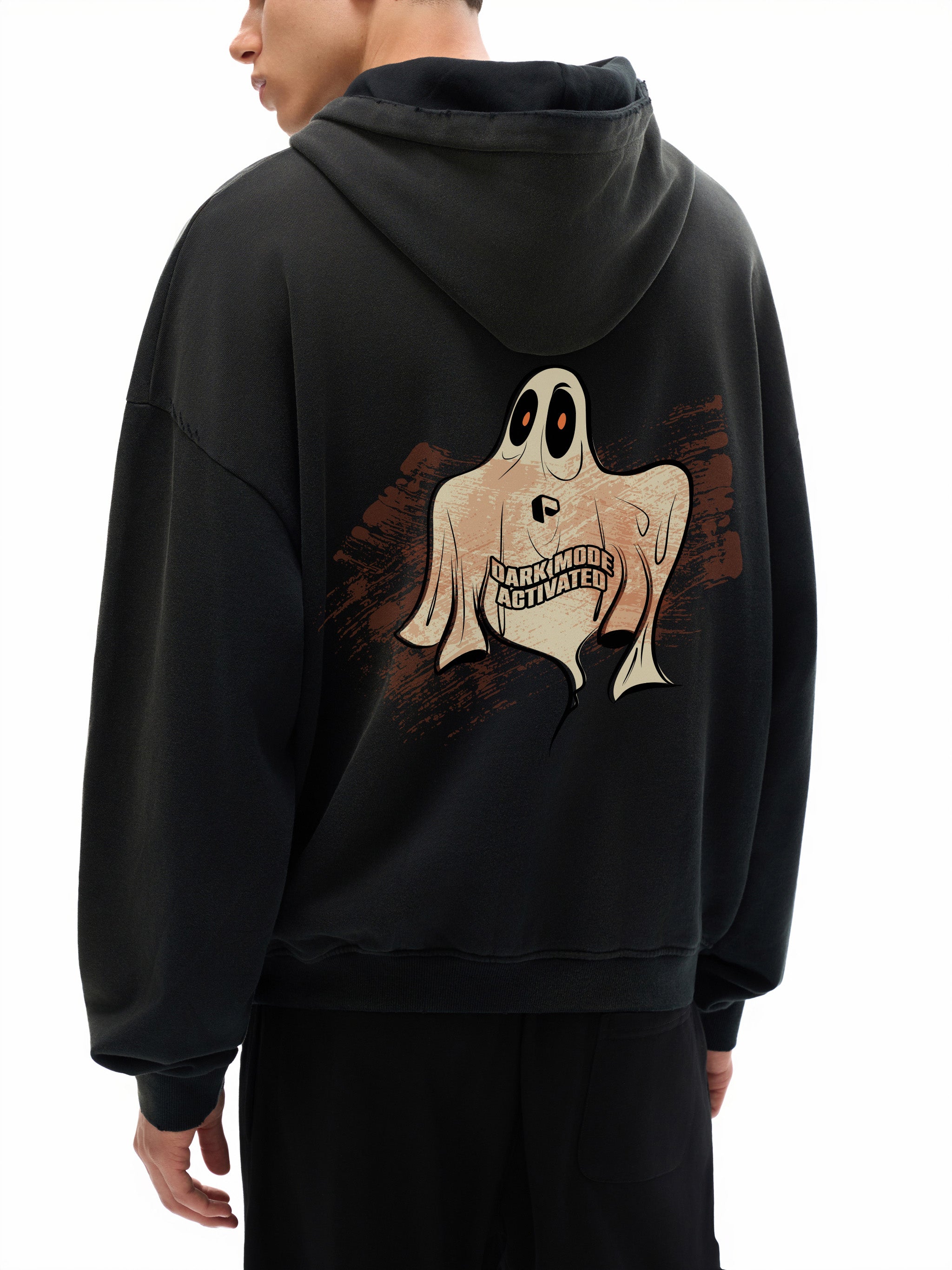 Scary Ghost Unisex Sunfade Boxy Hoodie - PIXEL WEAR