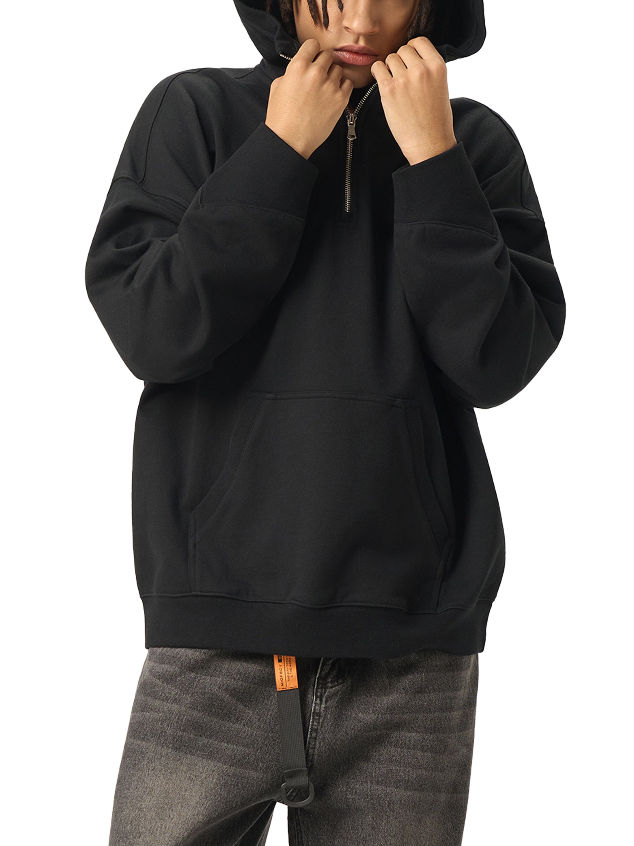 Big Hood Half-Zip Fleece Hoodi,Hal Zip,Fleece Hoodie,Hoodie,mens wear,For him