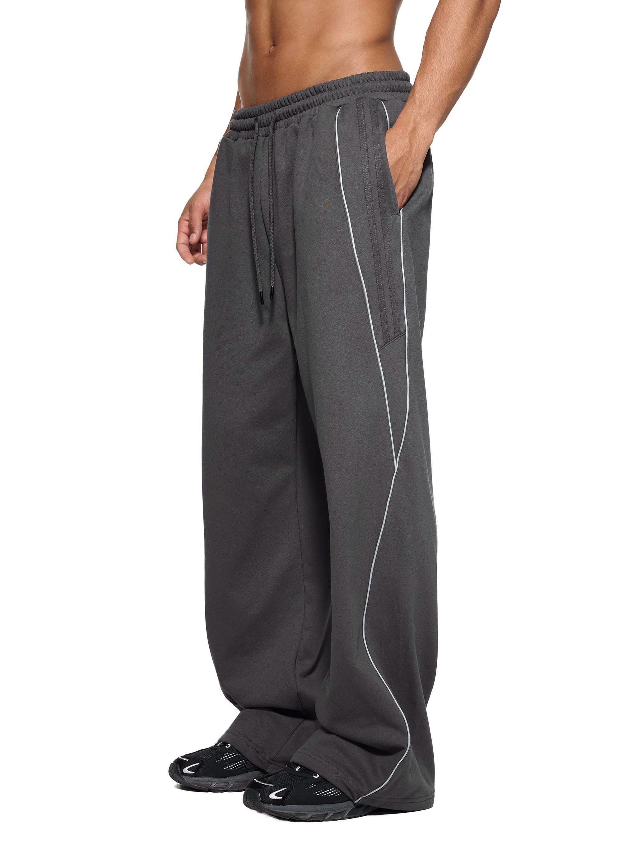Reflection Striped Straight-Le,shines in dark,reflected pants,pants,mens wear