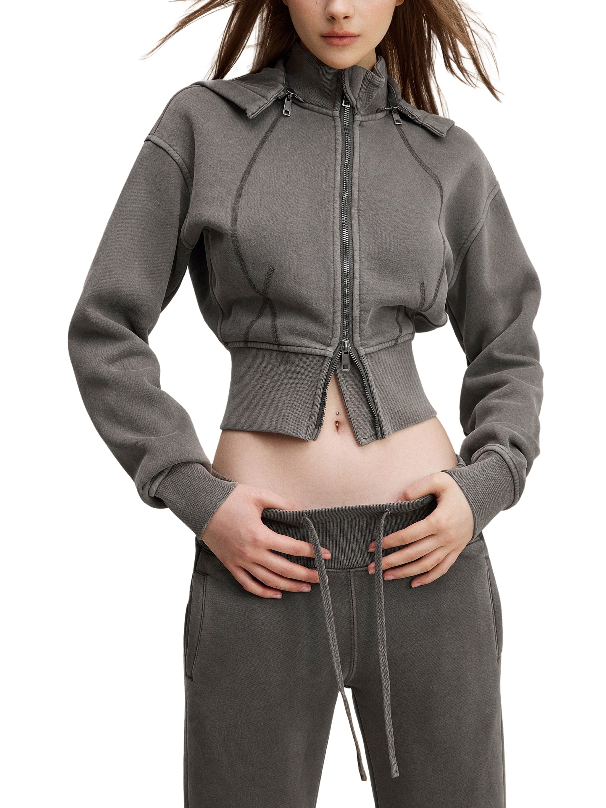 Cropped Fleece Hoodie,Vintage Washed,Fleece Hoodie,Womens Hoodie,Lady Luxe