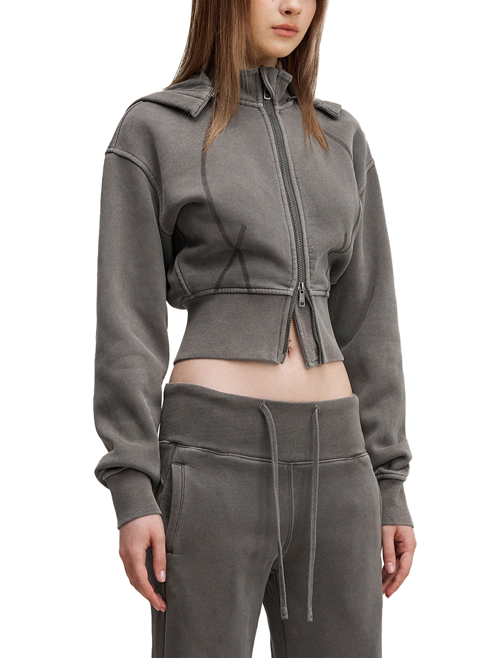 Cropped Fleece Hoodie,Vintage Washed,Fleece Hoodie,Womens Hoodie,Lady Luxe