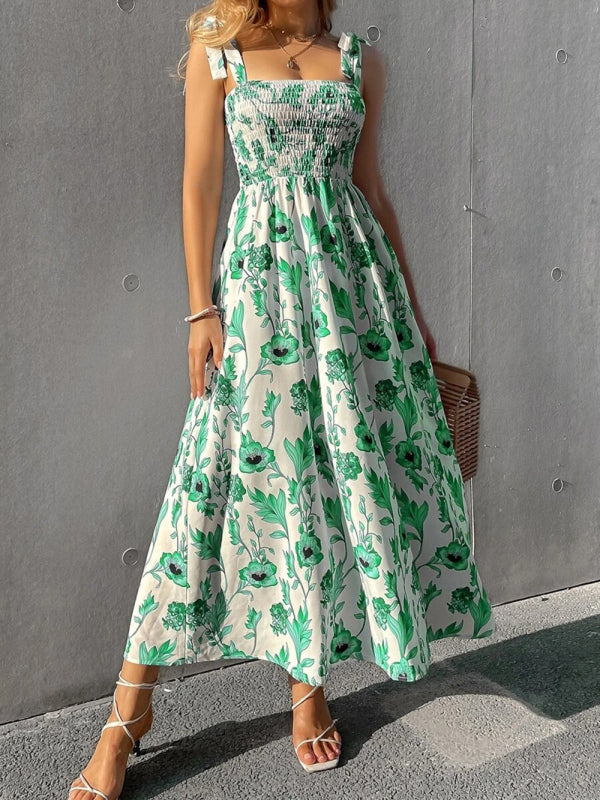 Slim Dress Sleeveless Sling Print Temperament Women's Long Dress - PIXEL WEAR
