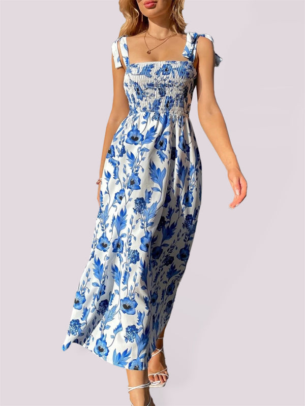 Slim Dress Sleeveless Sling Print Temperament Women's Long Dress - PIXEL WEAR