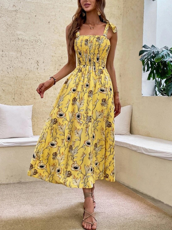 Slim Dress Sleeveless Sling Print Temperament Women's Long Dress - PIXEL WEAR