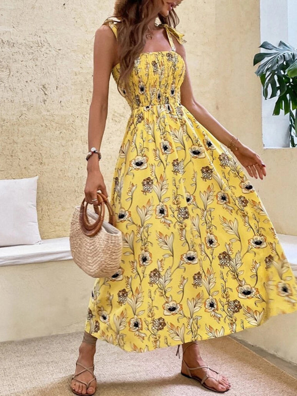 Slim Dress Sleeveless Sling Print Temperament Women's Long Dress - PIXEL WEAR