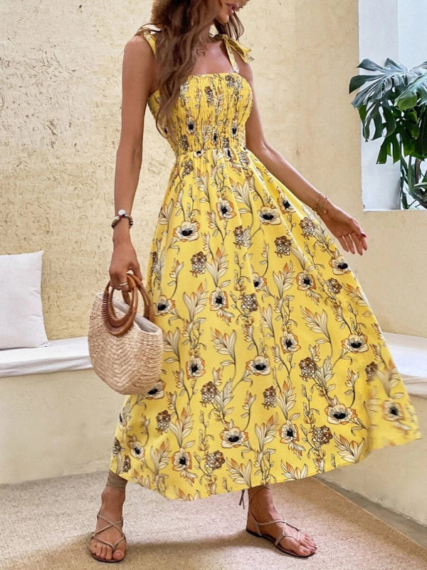 Slim Dress Sleeveless Sling Print Temperament Women's Long Dress - PIXEL WEAR