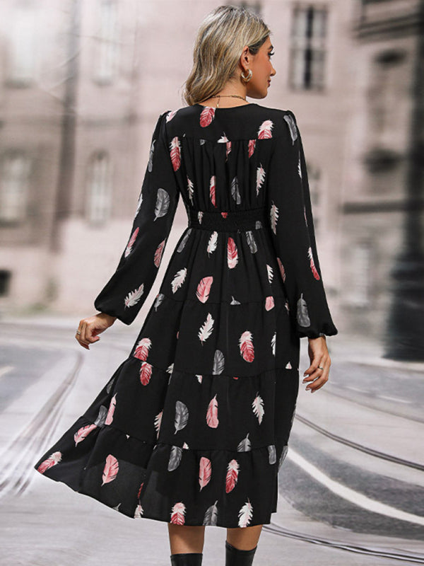 Women's Fashion Long Sleeve Elegant Dress - PIXEL WEAR