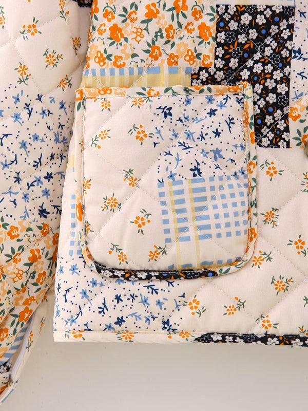 Color Block Print Loose Thin Cotton Jacket - PIXEL WEAR