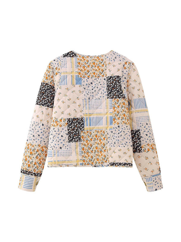 Color Block Print Loose Thin Cotton Jacket - PIXEL WEAR