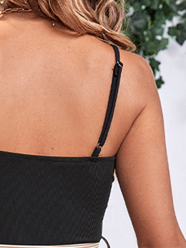 Women's striped patchwork suspender dress - PIXEL WEAR