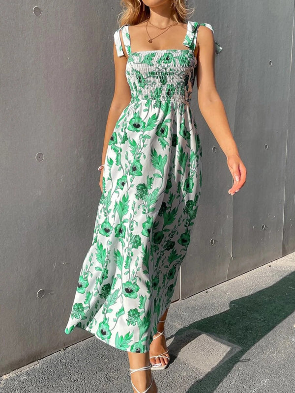 Slim Dress Sleeveless Sling Print Temperament Women's Long Dress - PIXEL WEAR