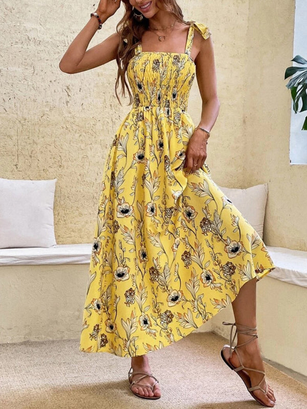 Slim Dress Sleeveless Sling Print Temperament Women's Long Dress - PIXEL WEAR