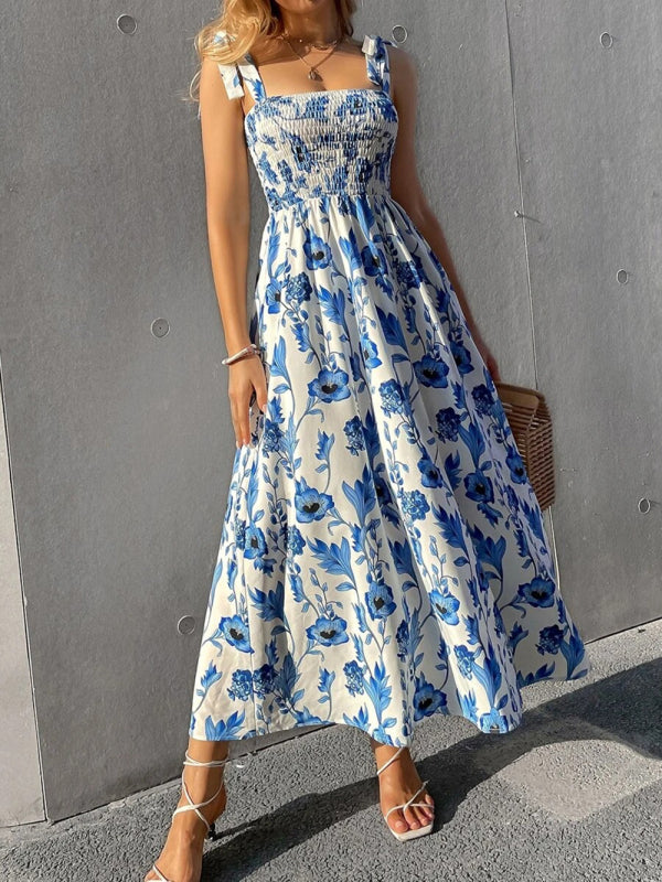 Slim Dress Sleeveless Sling Print Temperament Women's Long Dress - PIXEL WEAR