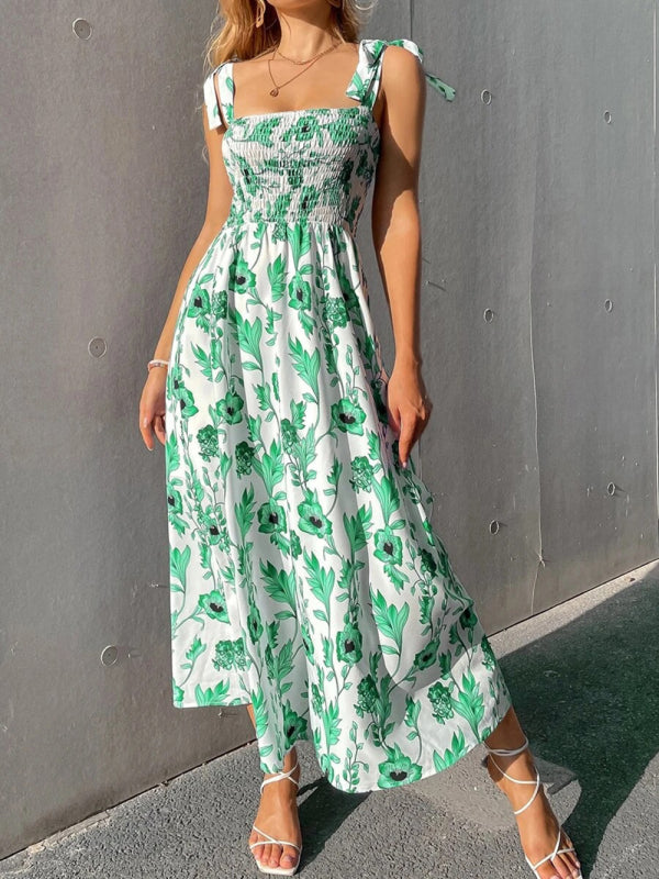 Slim Dress Sleeveless Sling Print Temperament Women's Long Dress - PIXEL WEAR