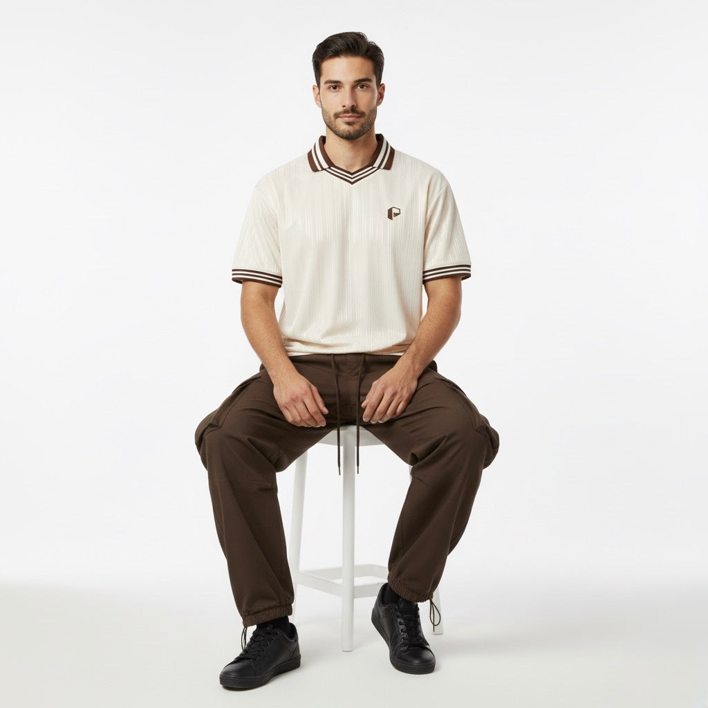 Contrast Stripes Polo Collar T-Shirt - PIXEL WEAR
