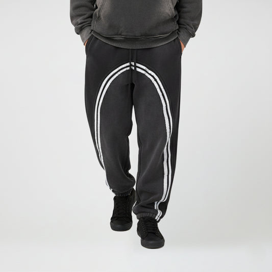 Sun Fade Contrast Tape Fleece Jogged Sweatpants - PIXEL WEAR