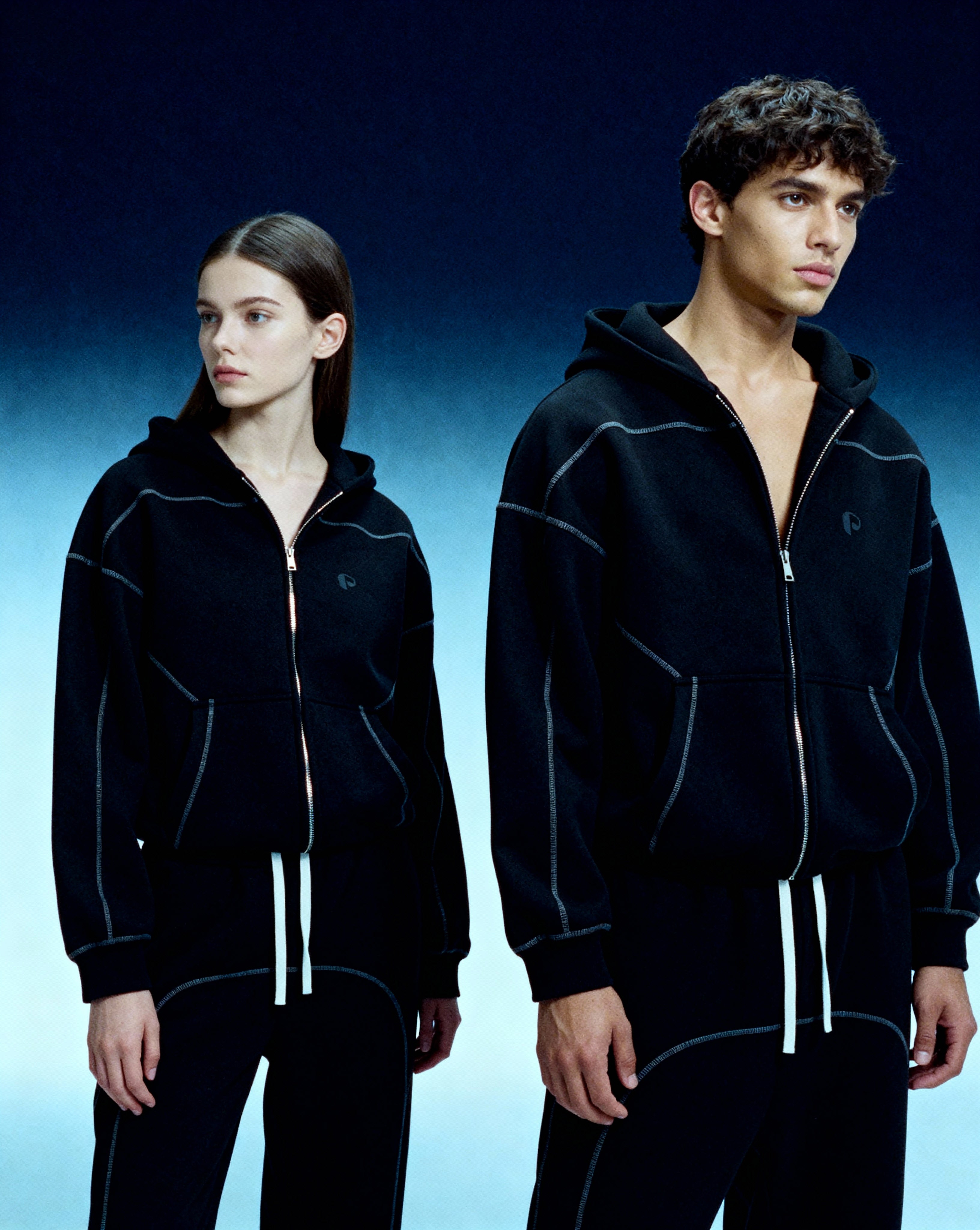 Contrast-Stitched Boxy Fleece Hoodie - PIXEL WEAR