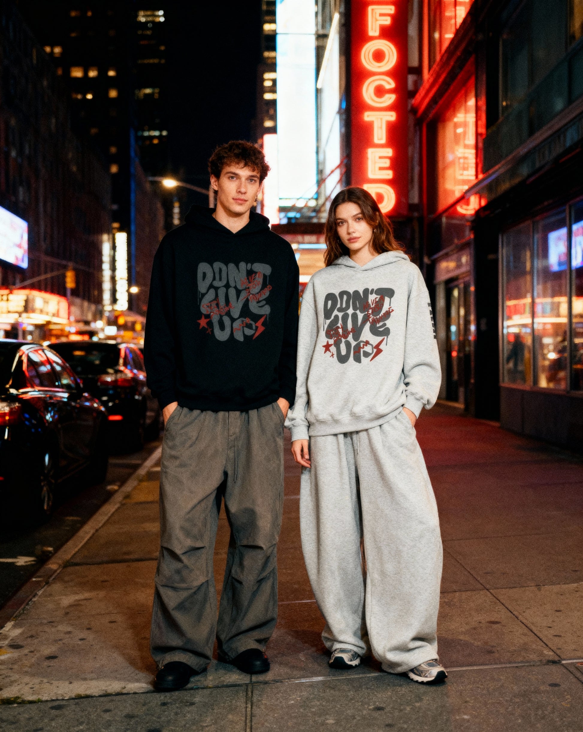 Don't Give Up Fleeced Boxy Hoodie - PIXEL WEAR