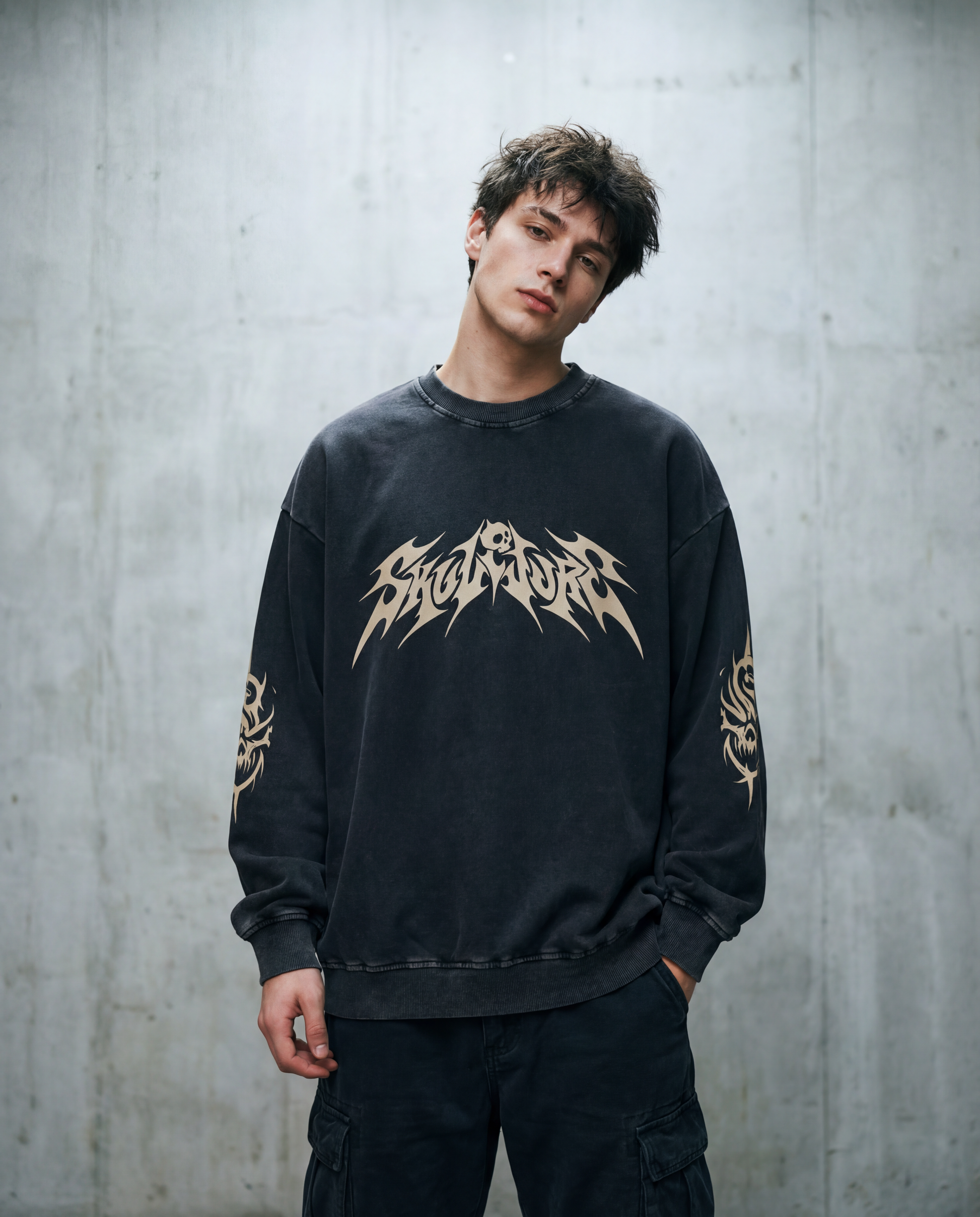Snow Washed Oversized Sweatshirt - PIXEL WEAR LTD