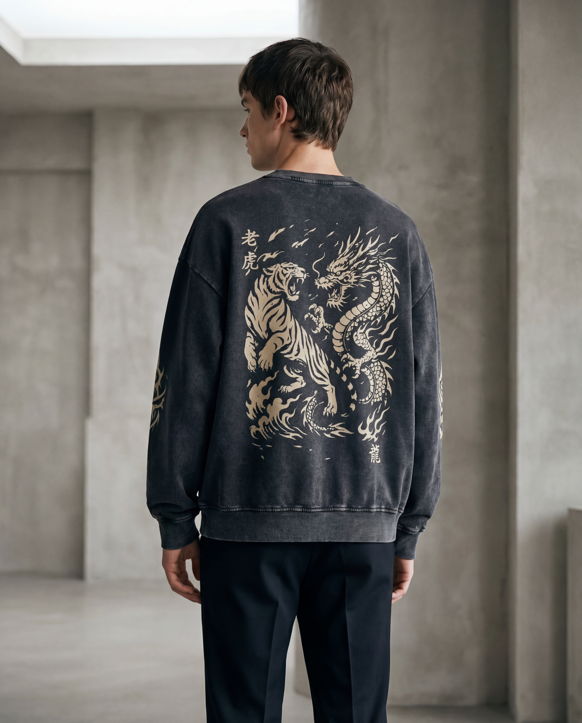 Snow Washed Oversized Sweatshirt - PIXEL WEAR LTD