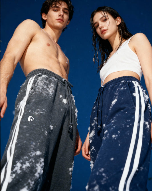 Snow Washed Contrast Tape Sweatpants - PIXEL WEAR