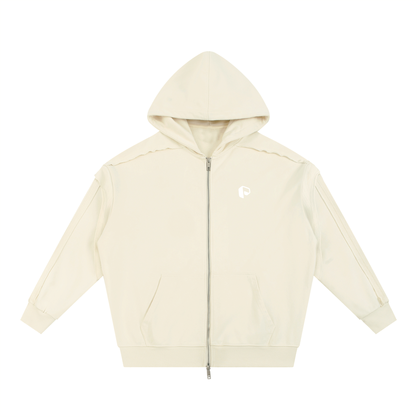 Contrast Tape Raw Edge Double ,Raw Edge Double ,Zipper Hoodie,Hoodie,Zip Hoodie