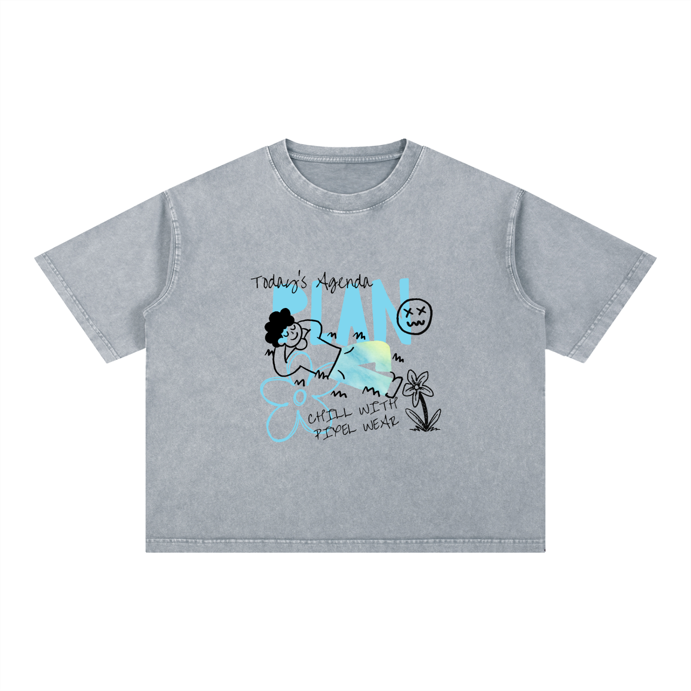 MINERAL WASH,BOXY TSHIRT,COTTON T-SHIRT,T-SHIRT,NEW,MENS WEAR,CHILL PLAN