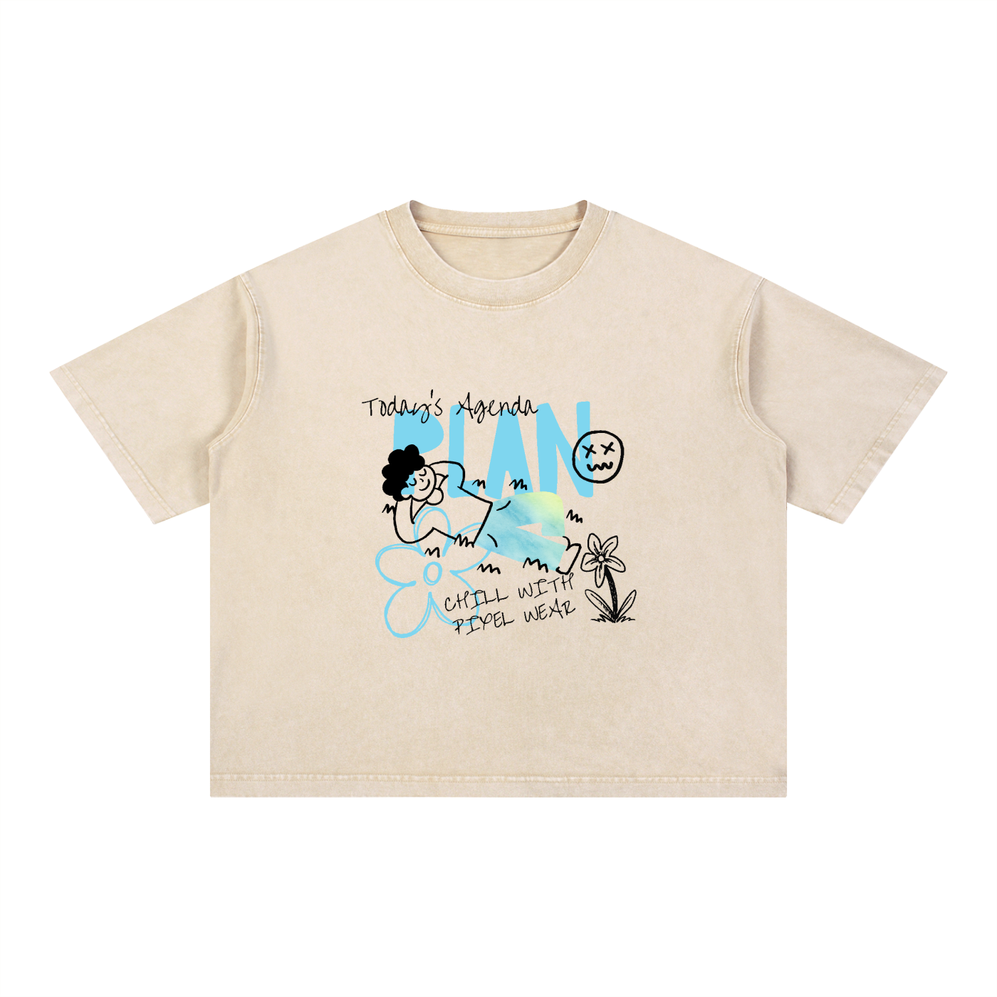 MINERAL WASH,BOXY TSHIRT,COTTON T-SHIRT,T-SHIRT,NEW,MENS WEAR,CHILL PLAN