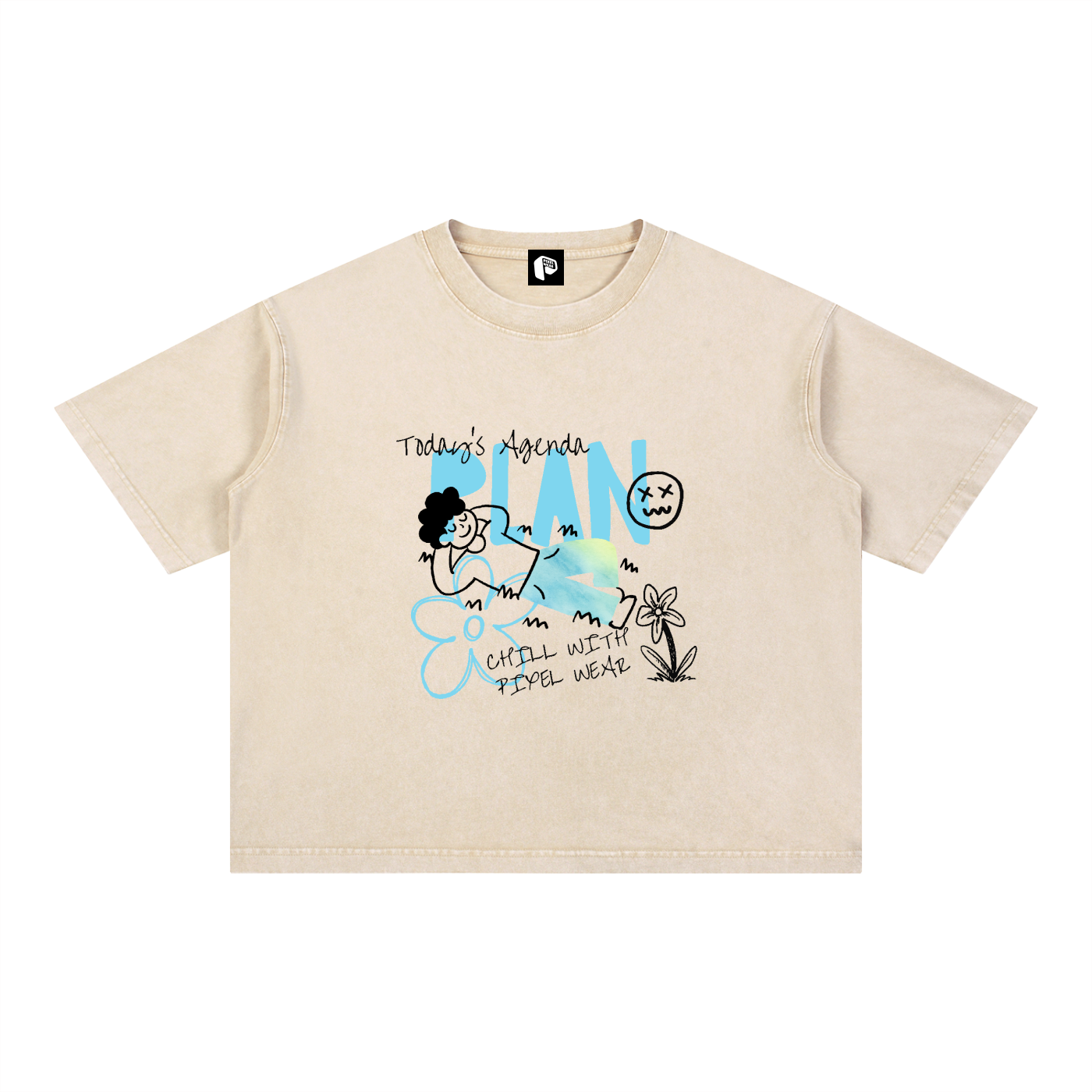 MINERAL WASH,BOXY TSHIRT,COTTON T-SHIRT,T-SHIRT,NEW,MENS WEAR,CHILL PLAN