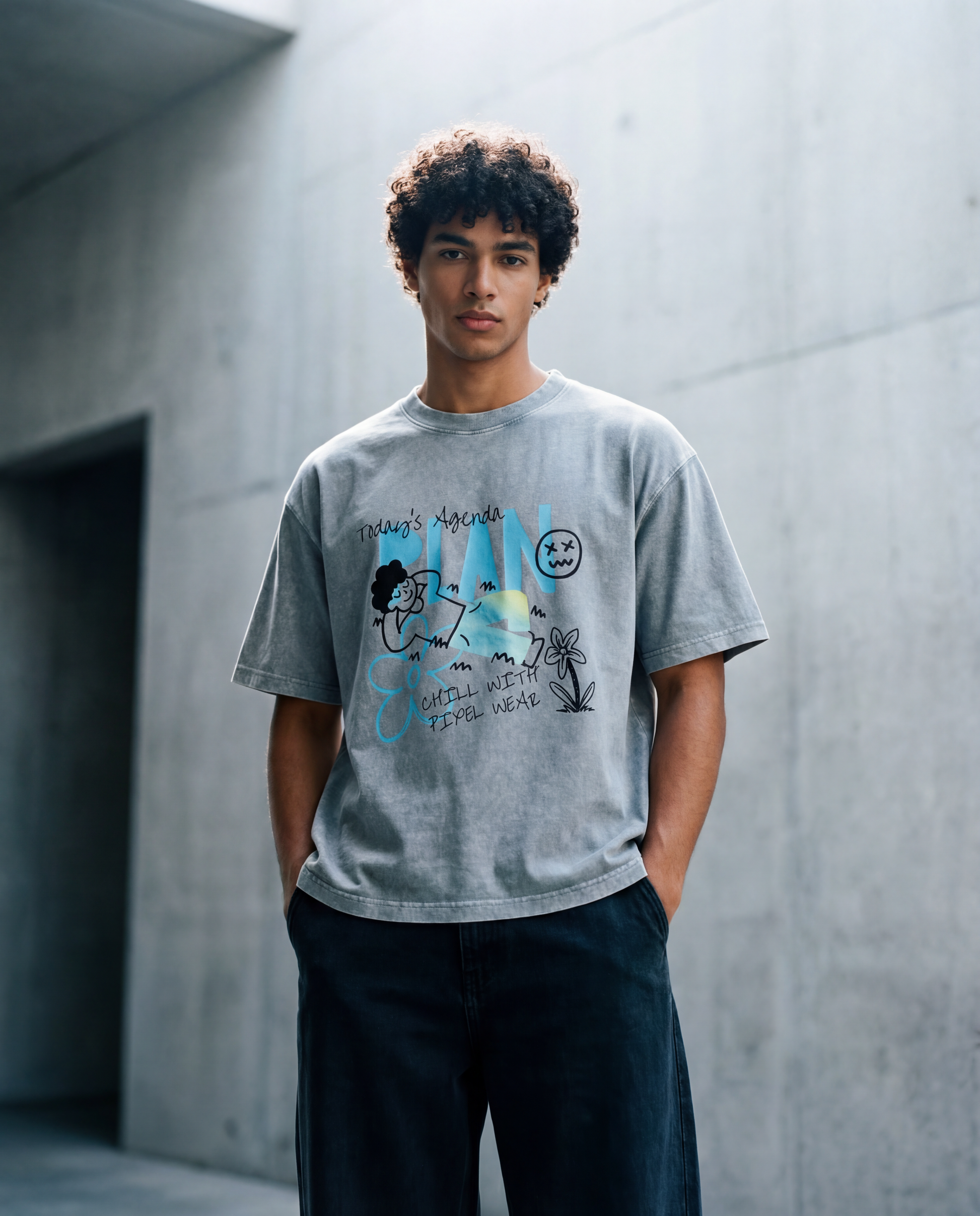 Mineral Wash Boxy Cotton T-Shirt - PIXEL WEAR LTD