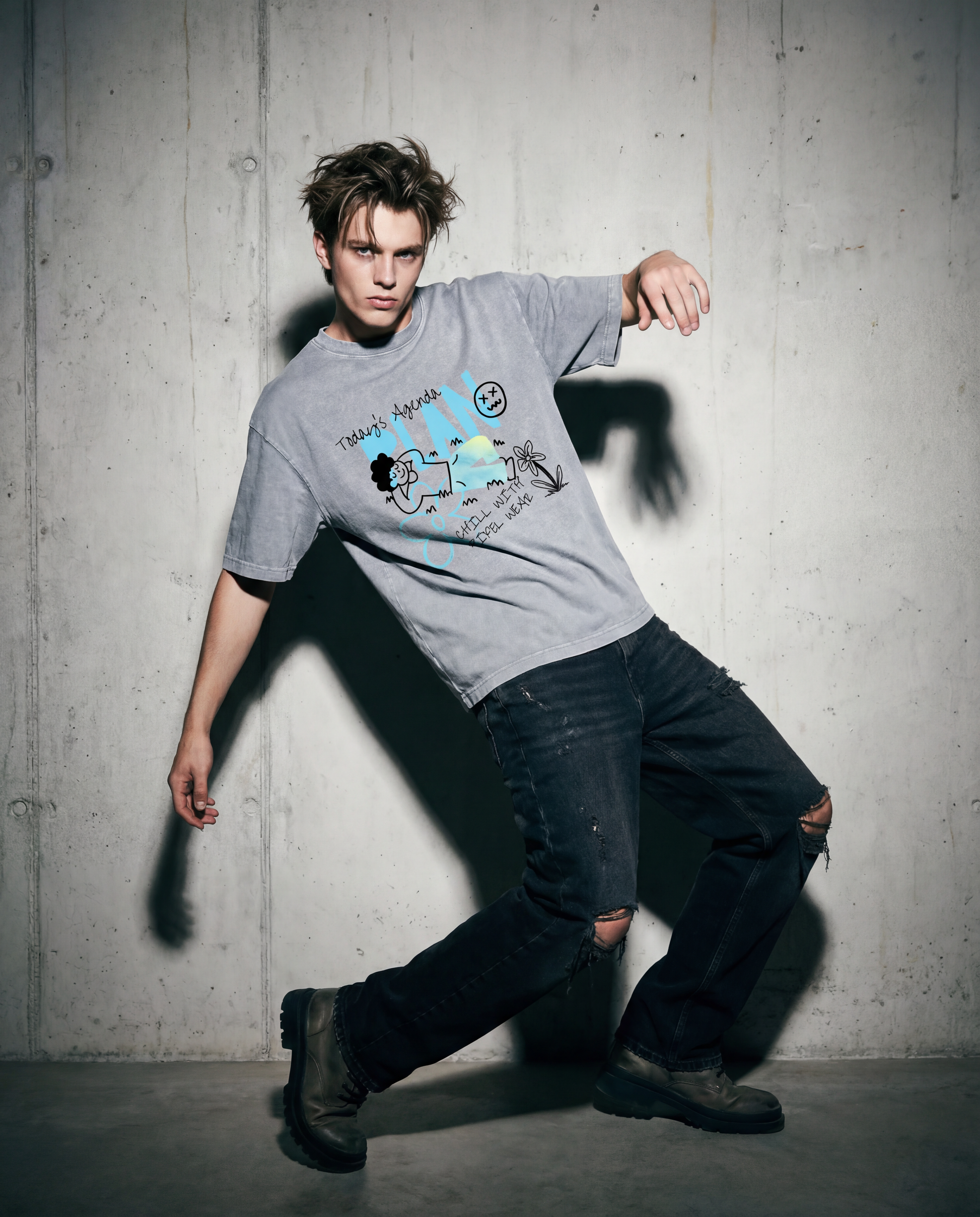 Mineral Wash Boxy Cotton T-Shirt - PIXEL WEAR LTD