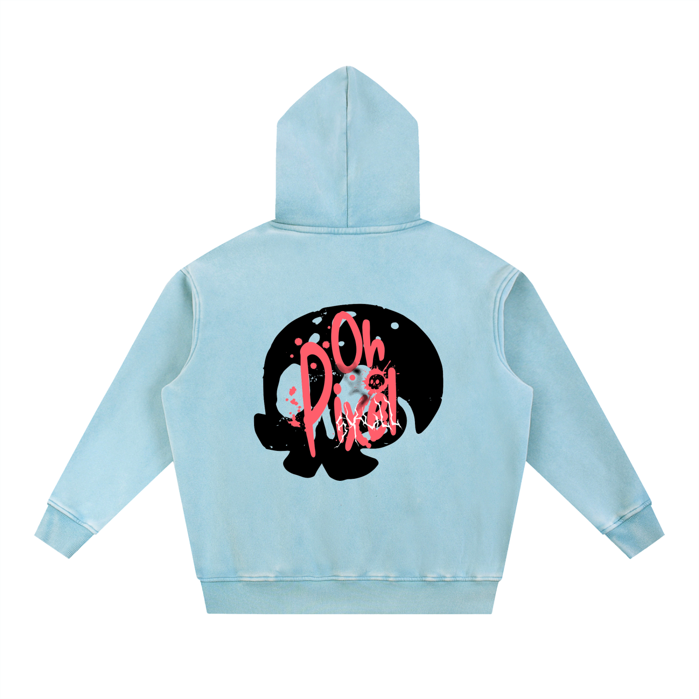 skull,pixel skull,snow wash hoodie,hoodie,skull hoodie,new,snow wash,fleeced hoodie,oversized hoodie