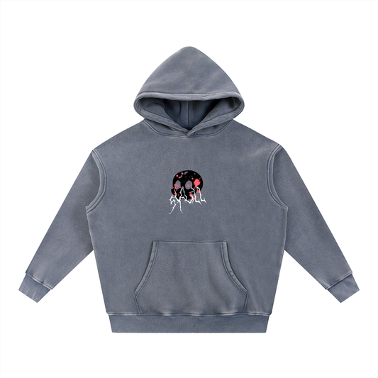 skull,pixel skull,snow wash hoodie,hoodie,skull hoodie,new,snow wash,fleeced hoodie,oversized hoodie