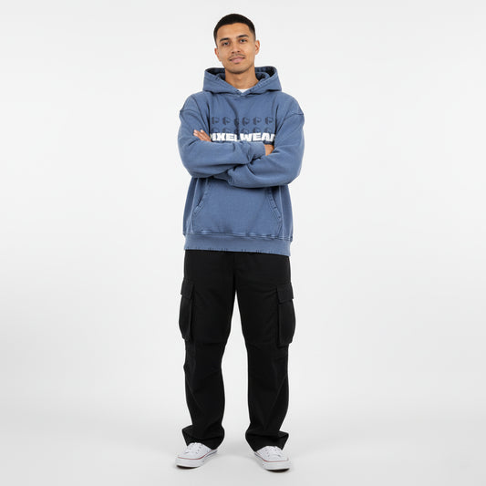 Snow Wash Hand-Frayed Heavyweight  Hoodie - PIXEL WEAR