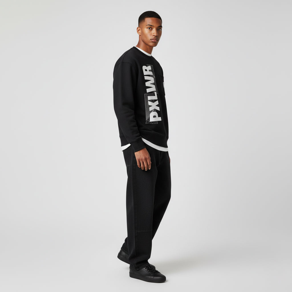 Heavyweight Patch Pocket Crewneck Sweatshirt - PIXEL WEAR